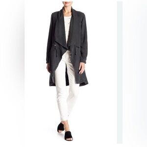 Max Jeans Dark Navy Blue Tencel Open Waterfall Drawstring Waist Jacket M